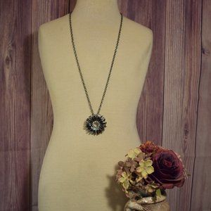 Lia Sophia Long necklace flower pendant.